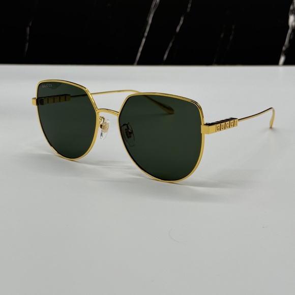 NEW GG1435SA 001 GUCCI GOLD GREY GEOMETRIC WOMEN GUCCI SUNGLASSES - Picture 3 of 13